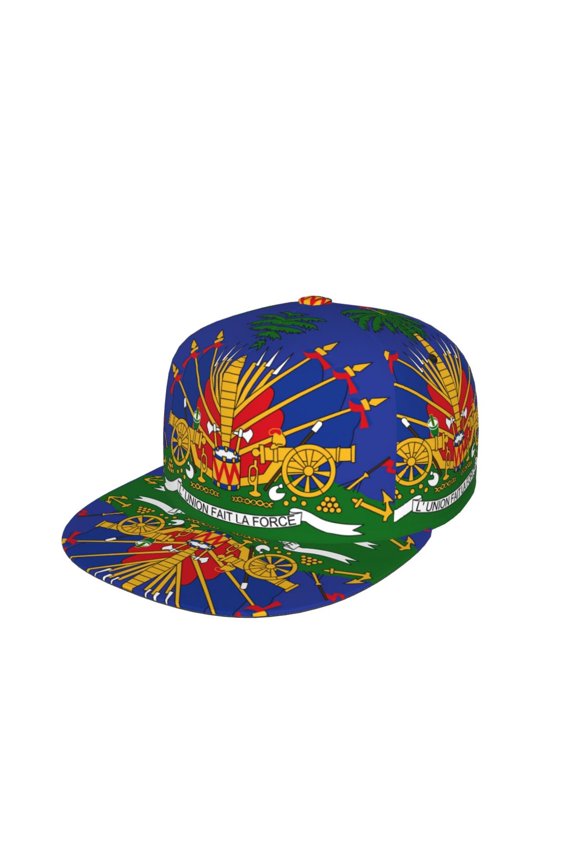 Men Women Coat Arms Of Haiti Flat Bill Hip Hop Visor Snapback Hat Adjustable Baseball Cap
