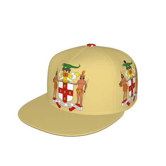 Men Women Coat Of Arms Of Jamaica Flat Bill Hip Hop Visor Snapback Hat Adjustable Baseball Cap