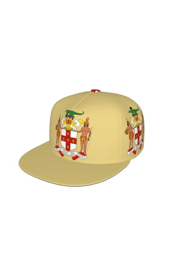 Men Women Coat Of Arms Of Jamaica Flat Bill Hip Hop Visor Snapback Hat Adjustable Baseball Cap