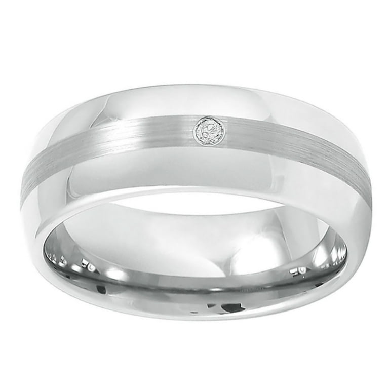 Men Women Cobalt Wedding Band Ring 8mm White Diamond With