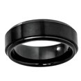 thumbnail image 1 of Men Women Cobalt Wedding Band Ring 8mm Brushed Center High Polish Stepped Edge Black Ring SZ 8, 1 of 3