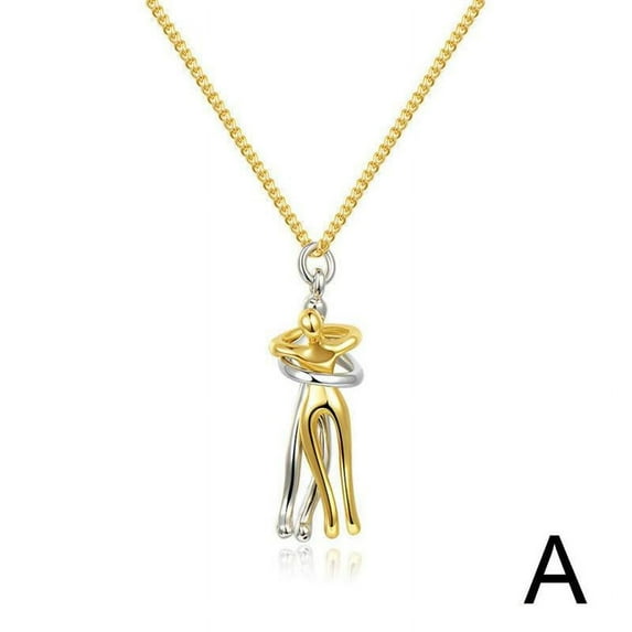 Men Women Couple Hugging Pendant Necklace Jewelry Valentine's Day Gifts U9J5