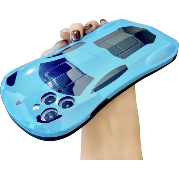 Men Women Creative 3D Steric Sport Car Race Car Phone Case, Soft TPU Silicone Rubber Phone Cover Compatible with iPhone 13 Pro, Full Body Protection -Blue