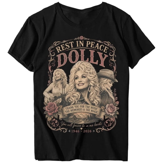 Men Women Crew Neck Short Sleeve T‑Shirt Dolly Legend Memorial Graphic Print Casual Music Fan Tribute Tee Tops