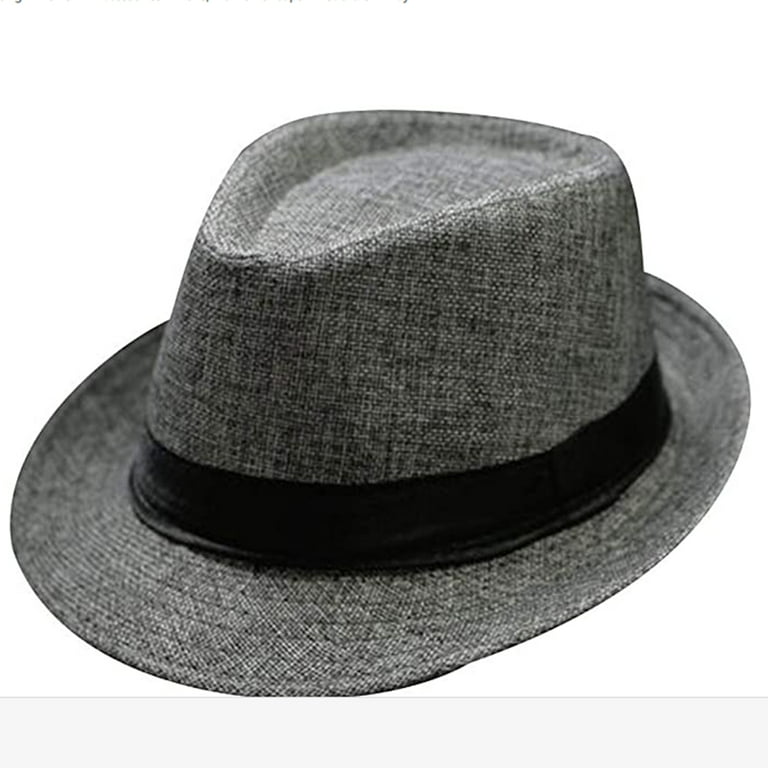 Men Women Crushable Fedora Hat, Jazz Caps Trilby Fedoras Straw