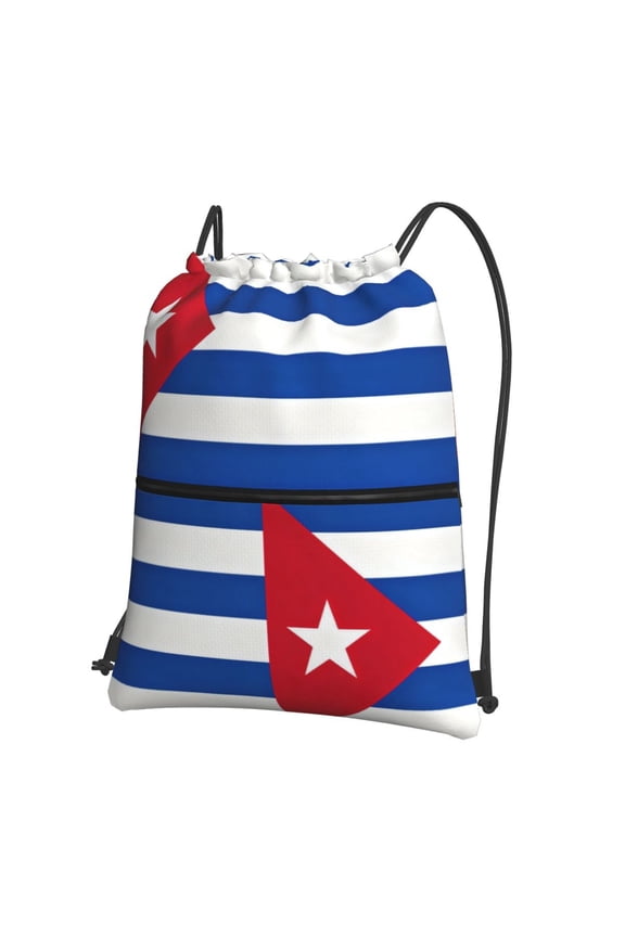 Men Women Cuban Flag Sport Gym Water Resistant Sackpack Drawstring Backpack Bag