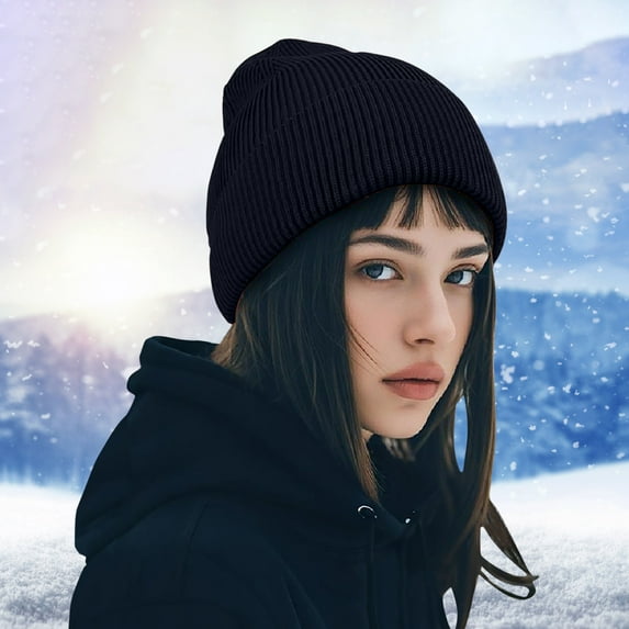 Men/Women Cuffed Beanies Fall Winter Fitted Vintage Cute Work Fishing Warm Fashion Knitted Hats Cute Large Head Caps Unisex Casual Lightweight Stretch Beanie