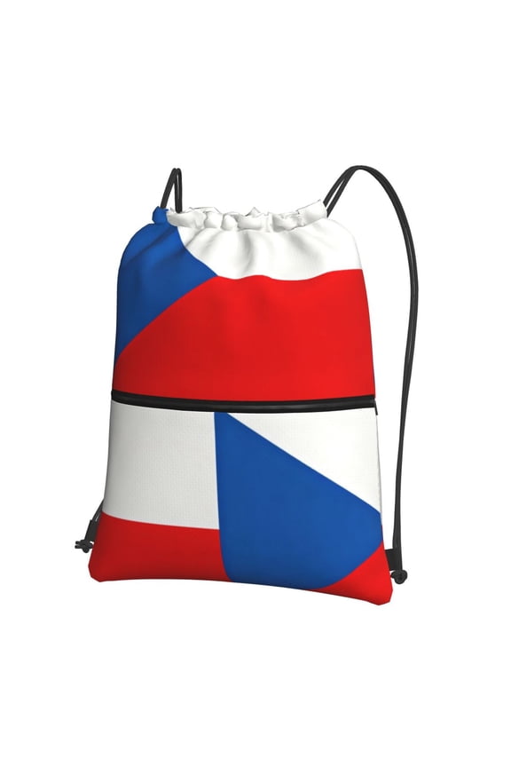 Men Women Czech Republic Flag Sport Gym Water Resistant Sackpack Drawstring Backpack Bag