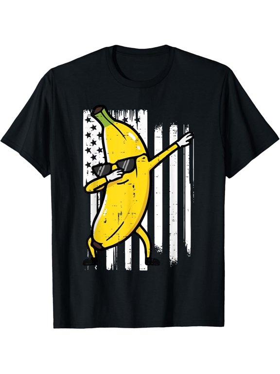 Men Women Dabbing Banana Us Flag T Shirt Size S-5XL