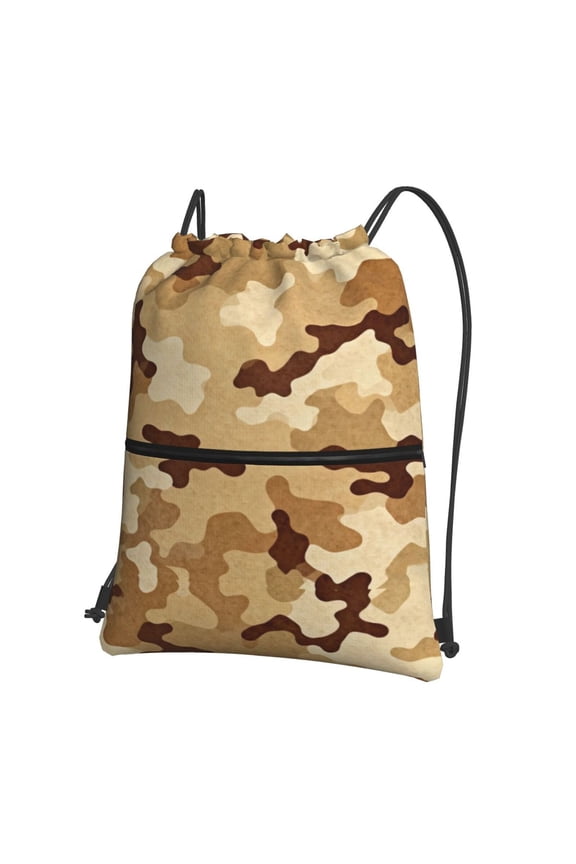 Men Women Desert Camouflage Sport Gym Water Resistant Sackpack Drawstring Backpack Bag
