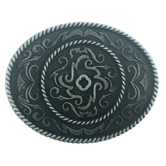 Men Women Designer Floral Design Belt Buckle Black Metal American Western Rodeo