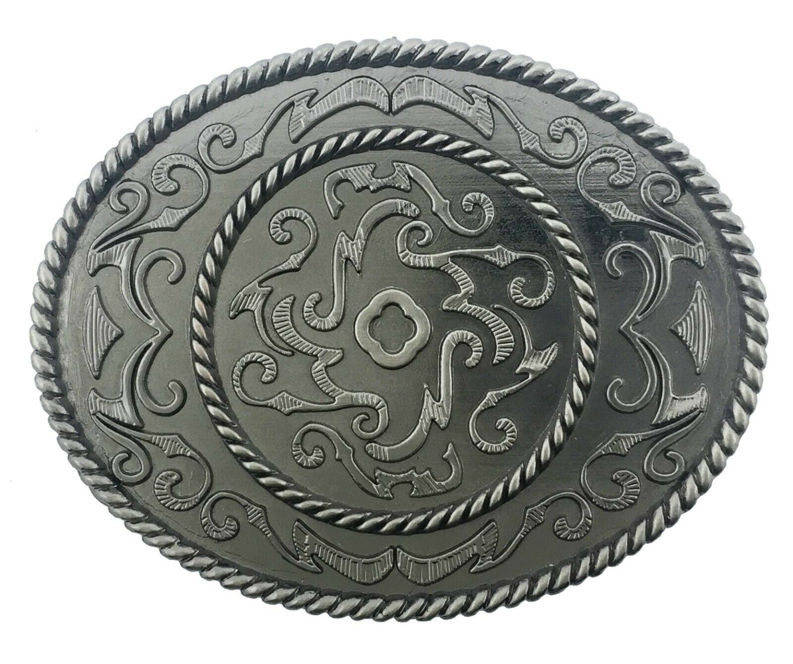 Men Women Designer Floral Design Belt Buckle Silver Metal 