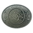 thumbnail image 1 of Men Women Designer Floral Design Belt Buckle Silver Metal American Western Rodeo, 1 of 2