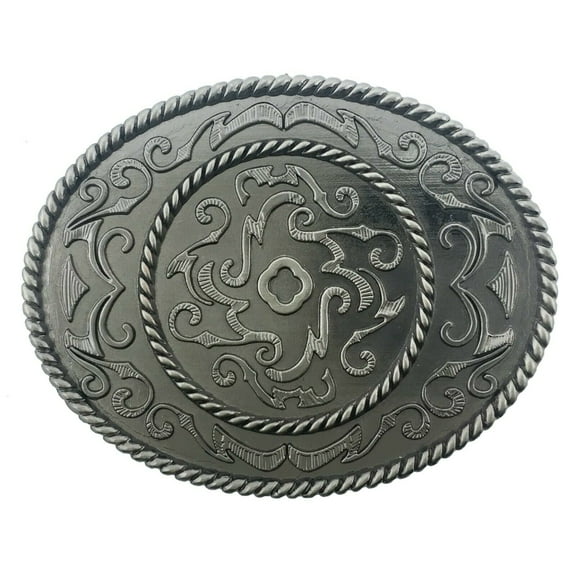 Men Women Designer Floral Design Belt Buckle Silver Metal American Western Rodeo