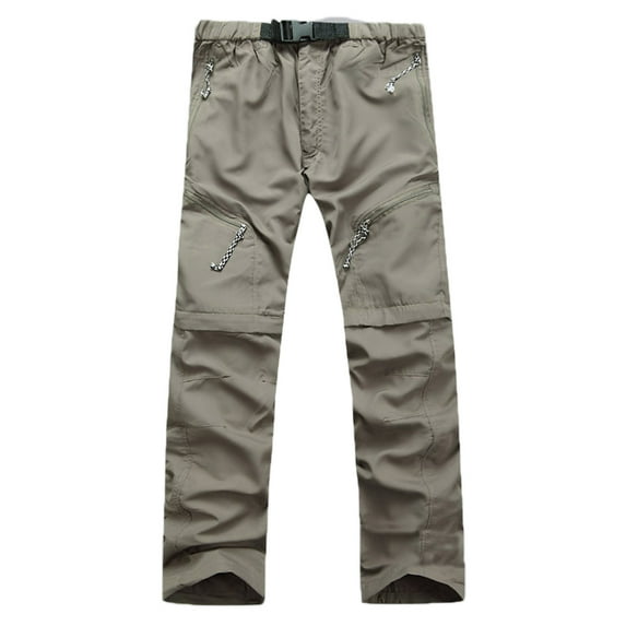 Men Women Detachable Quick Dry Hiking Pants, Sports Trousers for Outdoor Camping Trekking, Khaki XXXL