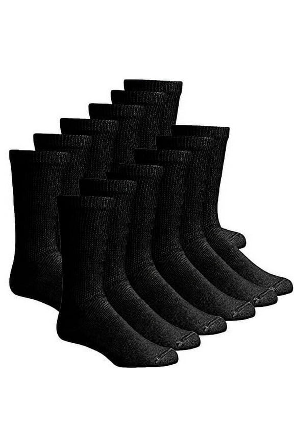 Men Women Diabetic Crew Socks Black -Pack of 12 Pairs,Breathable Cotton,Loose Fitting Design, Comfortable,Non Binding Top,Size 9-11