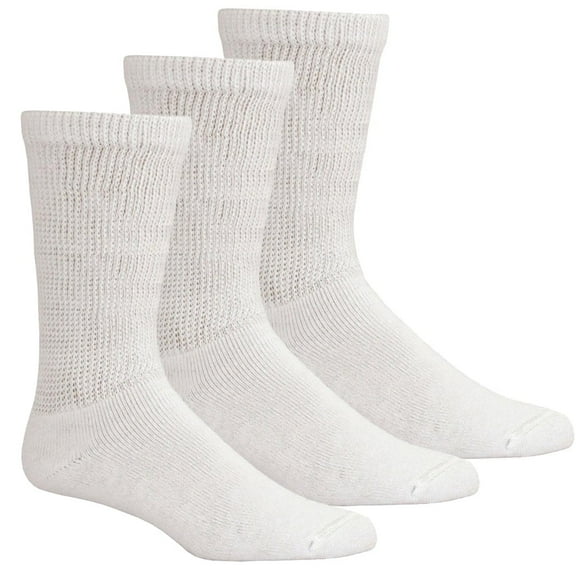 TZ Promise Men Women Diabetic Crew Socks White -Pack of 6 Pairs,Breathable Cotton,Loose Fitting Design, Comfortable,Non Binding Top,Size 9-11