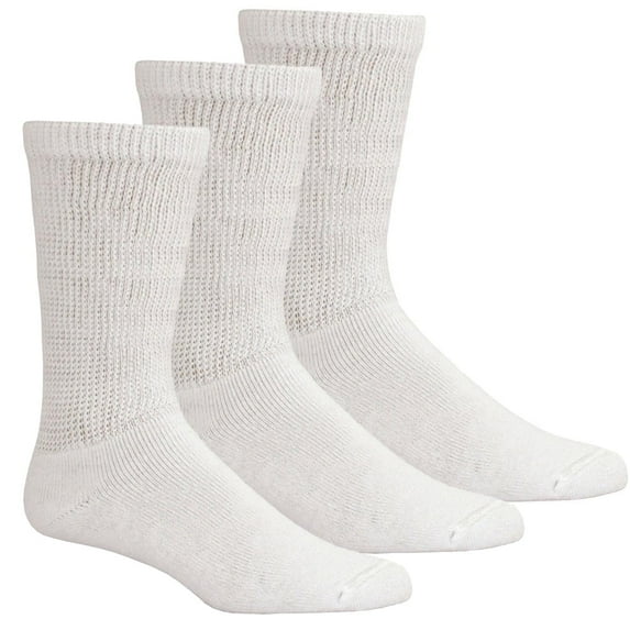 TZ Promise Men Women Diabetic Crew Socks White -Pack of 6 Pairs,Breathable Cotton,Loose Fitting Design, Comfortable,Non Binding Top,Size 9-11