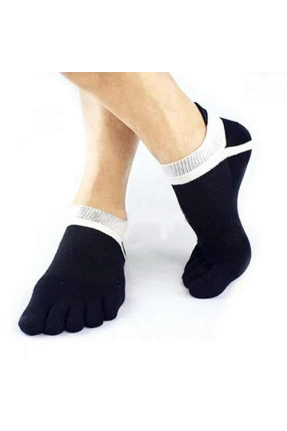 Men Women Diabetic Socks - Breathable Cotton Loose Fitting Design Physician Approved Non Binding Top Ankle White 5 Finger Toe Sock