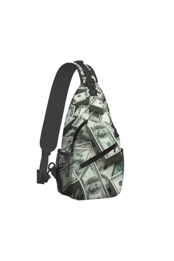 Men Women Dollar Money Sling Crossbody Chest Bag Backpack with Convertible Shoulder Strap