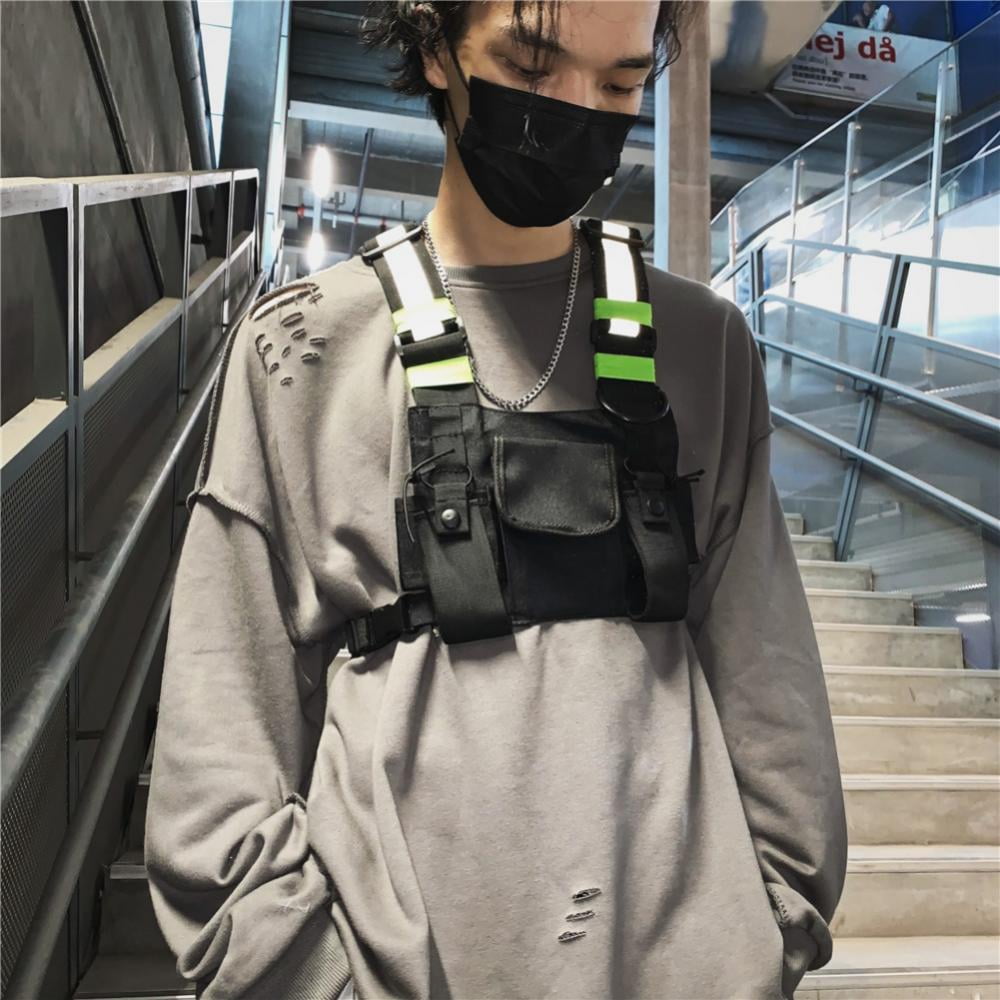 Men Women Fashion Chest Rig Bag Reflective Vest Hip Hop Streetwear  Functional Harness Chest Bag Pack Front Waist Pouch Backpack 