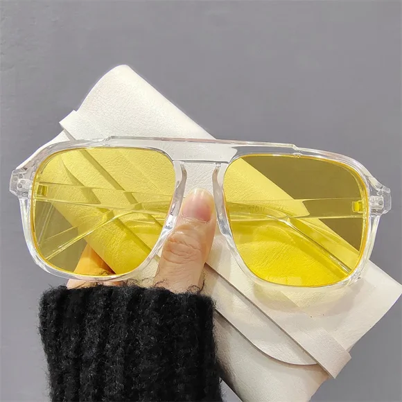 Men Women Fashion Double Beam Sunglasses Vintage Outdoor Travel Driving UV400 Goggles Female Sun Shades Eyewear Oculos De Sol