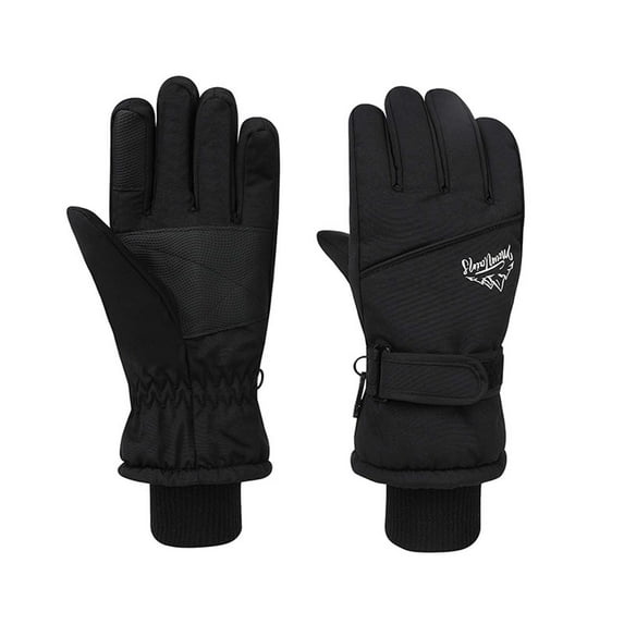 Men Women Fashion Ski Gloves for Winter Waterproof Anti Slip Abrasion Resistant Touchscreen Cold Weather Thermal Gloves Black