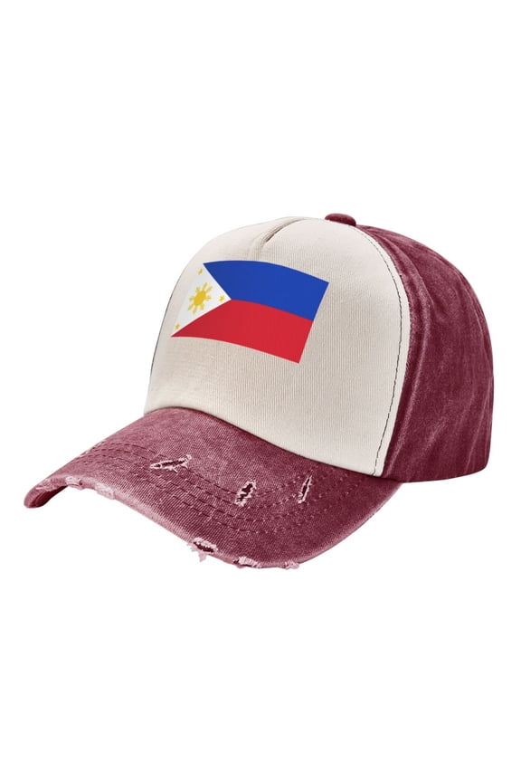 Men Women Filipino Flag Distressed Twill Cotton Baseball Cap Vintage Adjustable Dad Hat