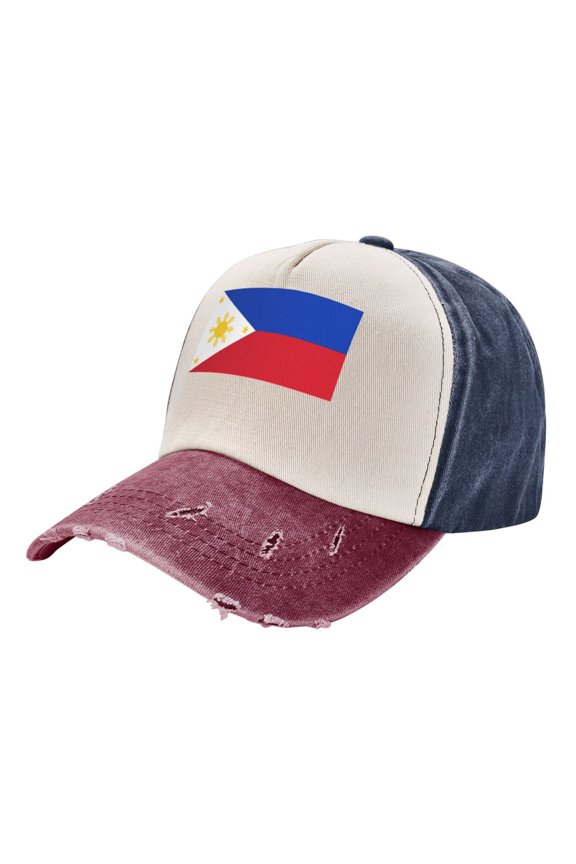 Men Women Filipino Flag Distressed Twill Cotton Baseball Cap Vintage Adjustable Dad Hat