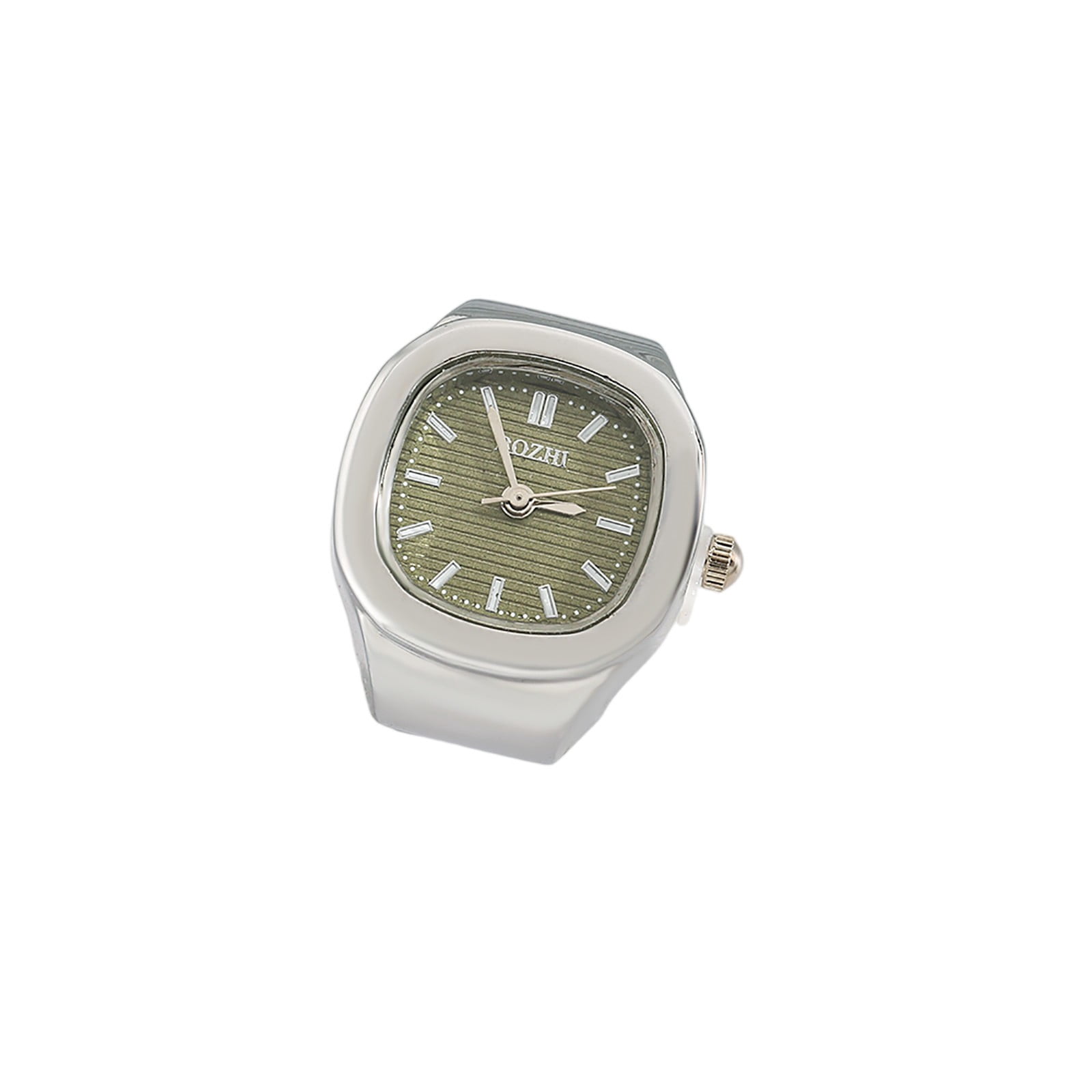 Women Gold Grey Quartz Stretchy Band Elastic Round Simple Dial Finger Ring Watch Amazon.com: JewelryWe Unisex Finger Ring Watch: Retro Gold  main image 3