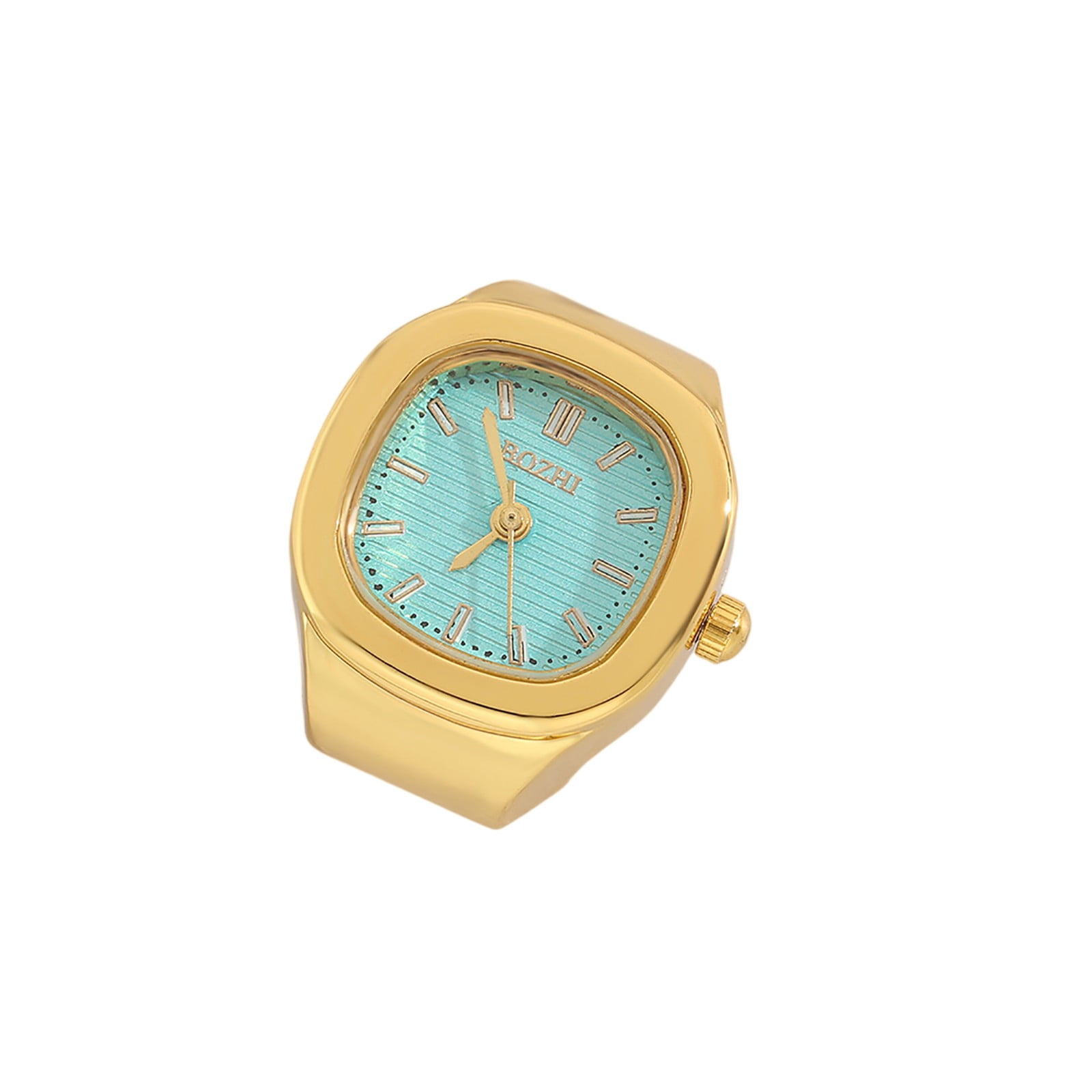 Women Gold Grey Quartz Stretchy Band Elastic Round Simple Dial Finger Ring Watch Amazon.com: JewelryWe Unisex Finger Ring Watch: Retro Gold  main image 4