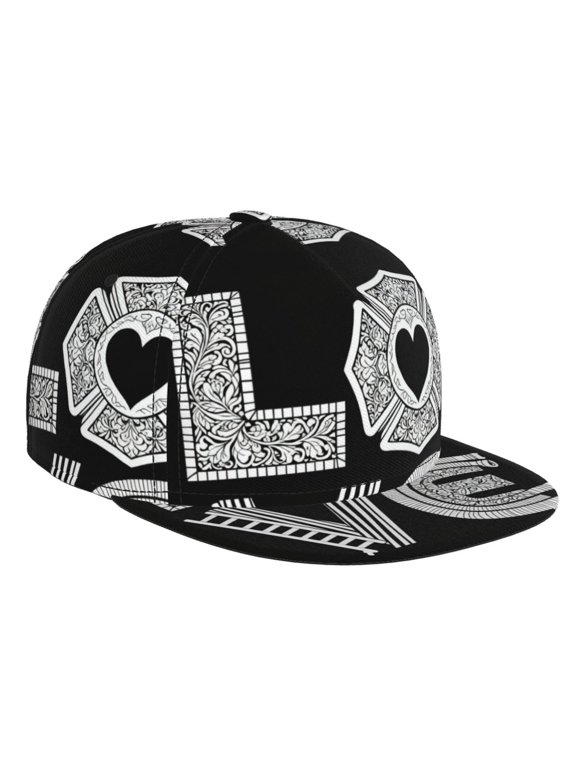 Men Women Firefighter Love Flat Brim Hat Snapback Baseball Cap