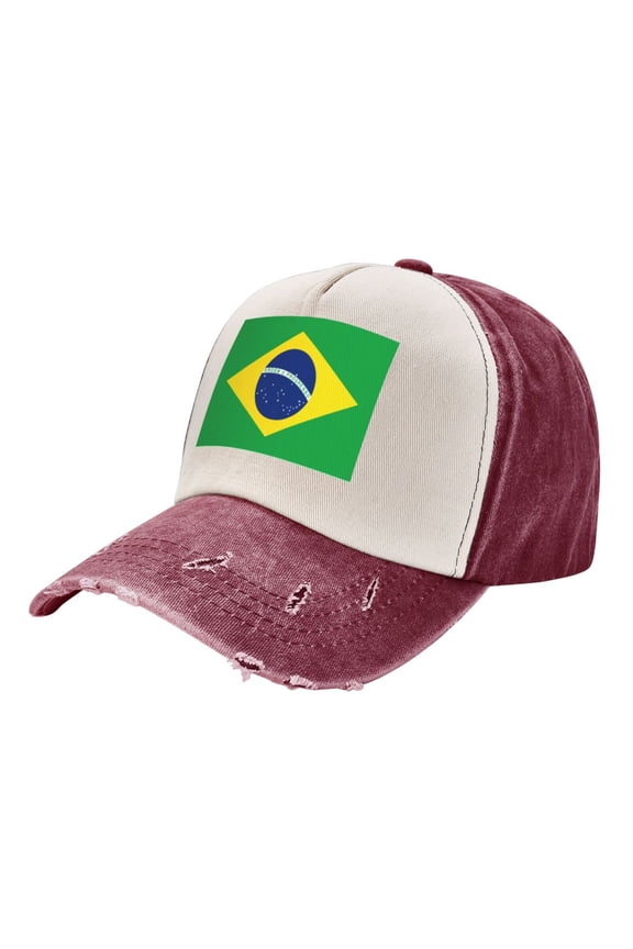 Men Women Flag Of Brazil Distressed Twill Cotton Baseball Cap Vintage Adjustable Dad Hat