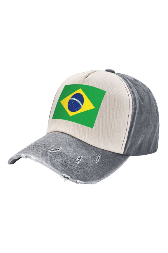 Men Women Flag Of Brazil Distressed Twill Cotton Baseball Cap Vintage Adjustable Dad Hat
