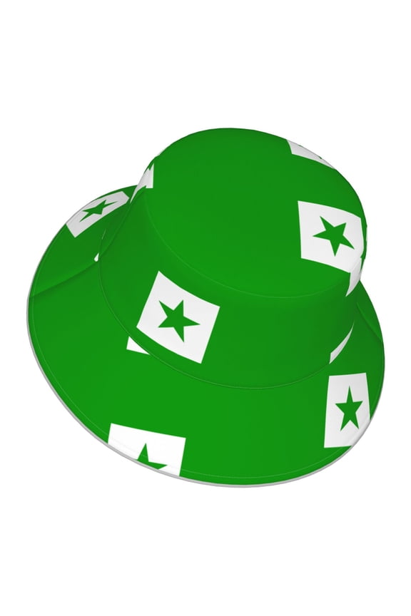 Men Women Flag Of Esperanto Reflective Bucket Hat Reversible Runner Cap Visor Hat