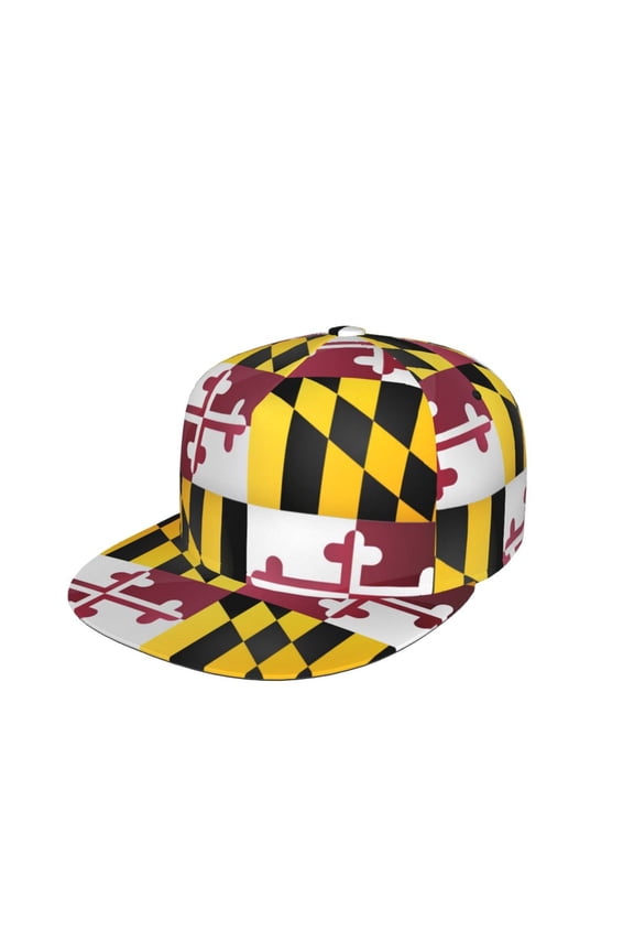 Men Women Flag Of Maryland Flat Bill Hip Hop Visor Snapback Hat Adjustable Baseball Cap