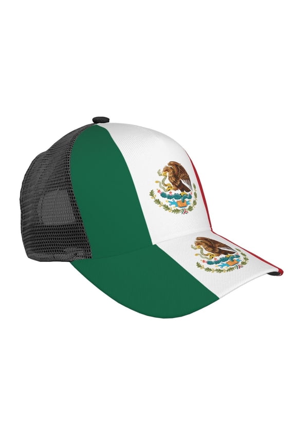 Men Women Flag-Of-Mexico Adjustable Trucker Hat Lightweight Mesh Back Baseball Cap One Size