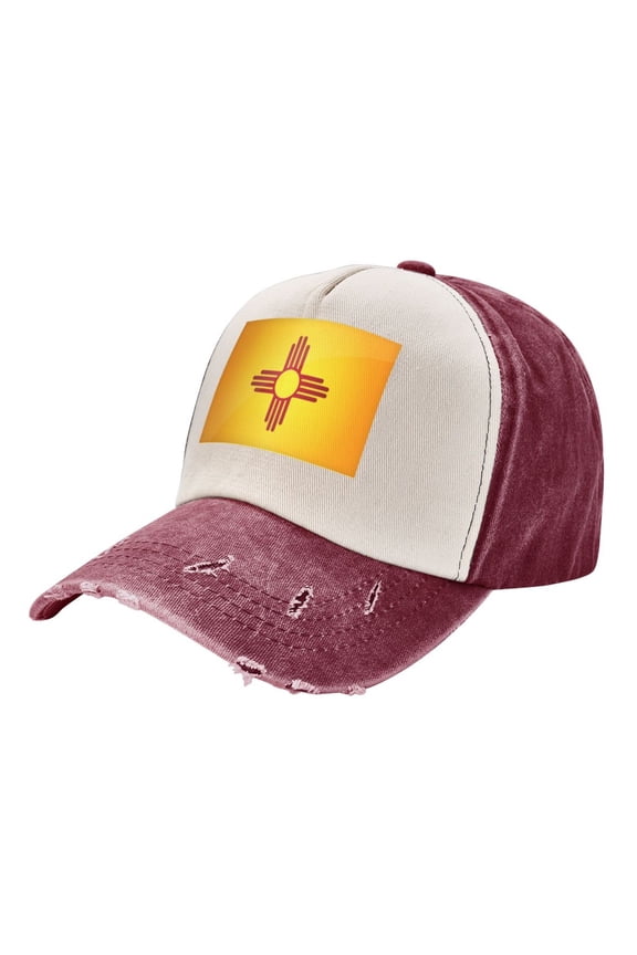 Men Women Flag Of-New-Mexico Distressed Twill Cotton Baseball Cap Vintage Adjustable Dad Hat