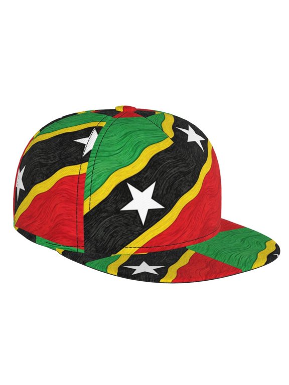 Men Women Flag Of Saint Kitts And Nevis Flat Brim Hat Snapback Baseball Cap