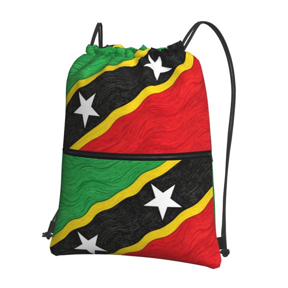 Men Women Flag Of Saint Kitts And Nevis Sport Gym Water Resistant Sackpack Drawstring Backpack Bag
