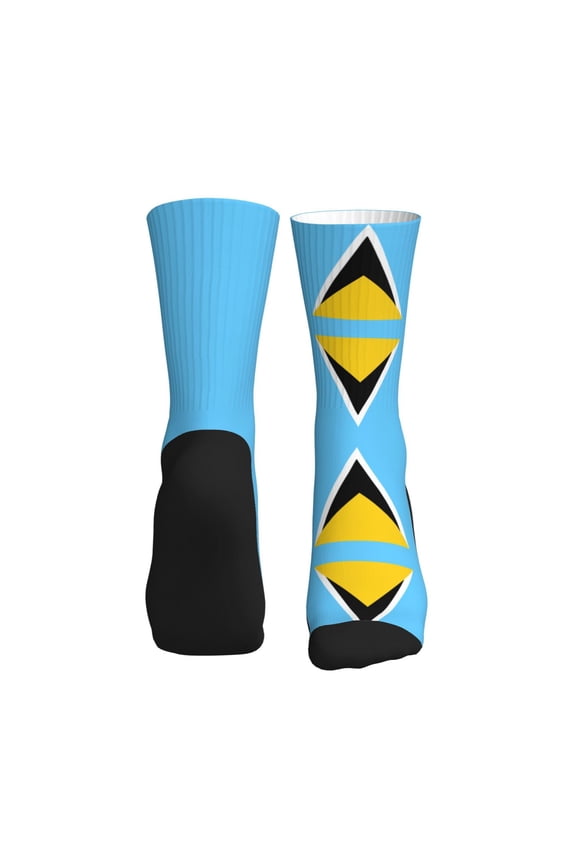 Men Women Flag Of Saint Lucia Novelty Soft Funny Dress Crew Socks