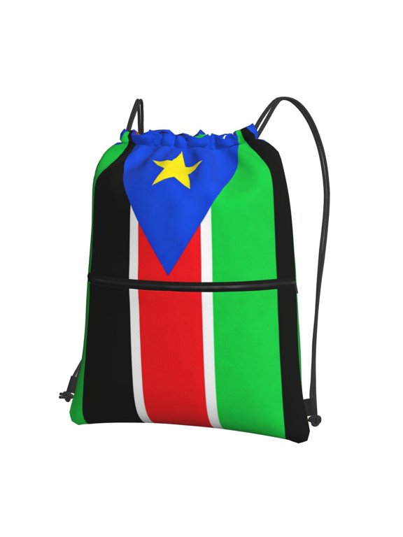 Men Women Flag Of South Sudan Sport Gym Water Resistant Sackpack Drawstring Backpack Bag