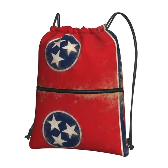 Men Women Flag Of Tennessee Art Sport Gym Water Resistant Sackpack Drawstring Backpack Bag