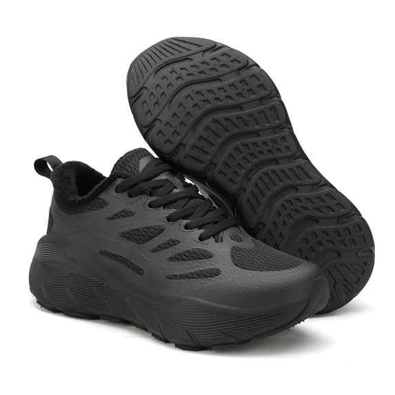 Men & Women Fleece Lined Warm Running Shoes, Cushioned Anti-Slip Winter Casual Athletic Sneakers