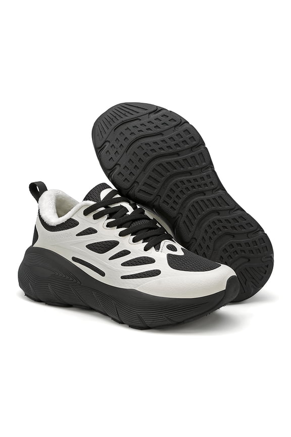 Men & Women Fleece Lined Warm Running Shoes, Cushioned Anti-Slip Winter Casual Athletic Sneakers
