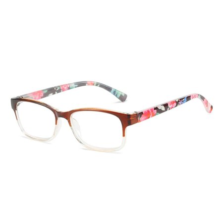 Men Women Flowers Elegant Vintage Eye Protection Reading Glasses Ultra Light Frame Floral Eyeglasses BROWN STRENGTH 200