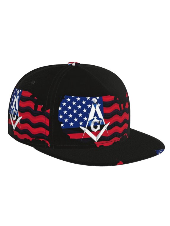 Men Women Freemason Flag Flat Brim Hat Snapback Baseball Cap