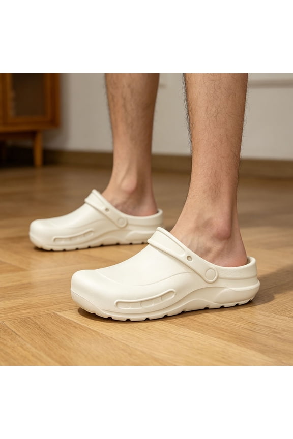 Men Women Garden Clogs Beach Shoes Work House Slippers Cushion Lightweight -on Back Strap Outdoor Classic Sandals(Khaki,8.5)