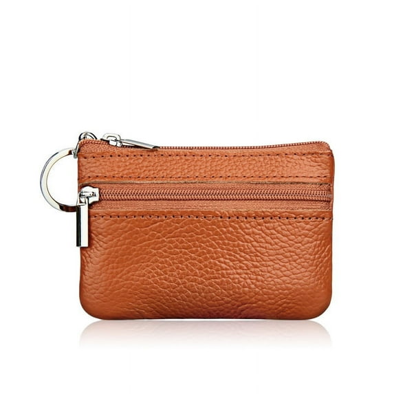 Men Women Genuine Leather Card Coin Key Holder Zip Wallet Pouch Bag Purse