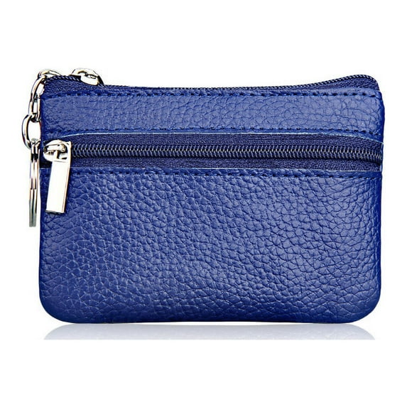 Men Women Genuine Leather Card Coin Key Holder Zip Wallet Pouch Bag Purse